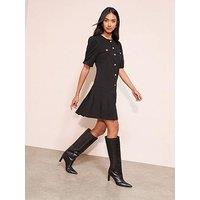 Friends Like These Pleat Peplum Hem Mini Shift Dress - Black