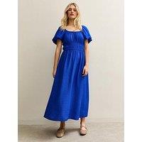 New Look Bright Blue Milkmaid Midi Dress