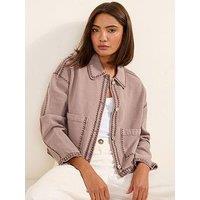 Friends Like These Whipstitch Twill Jacket - Lilac