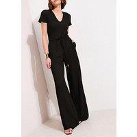 Friends Like These Beaded Drawstring Textured Jersey Jumpsuit - Black