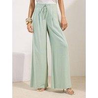 Friends Like These Tie Front Linen Palazzo - Green