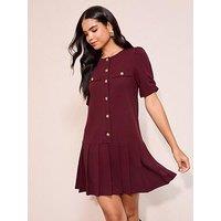 Friends Like These Pleat Peplum Hem Mini Shift Dress - Red