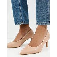 New Look Light Pink Faux Leather Lizard Embossed Heeled Court Shoes