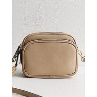 New Look Faux Leather Tassel Charm Camera Bag - Mink