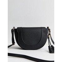 New Look Faux Leather Saddle Crossbody Bag - Black