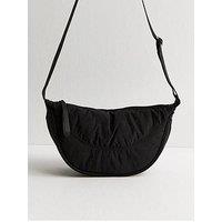 New Look Plain Curved Crossbody Bag - Black