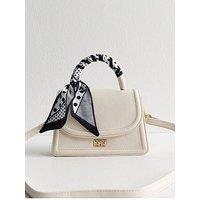 New Look Faux Leather Scarf Top Handle Bag - White