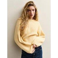 New Look Ribbed Knit Long Sleeve Jumper - Yellow