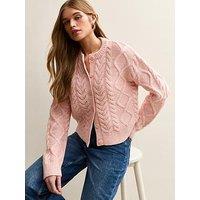 New Look Cable Knit Cardigan - Pink