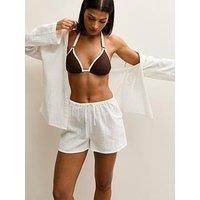 New Look Beach Cotton Slub Shorts - White