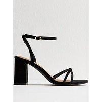 New Look Faux Suede Knot Strap Block Heel Sandals - Black