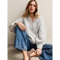 New Look Chunky Knit V-Neck Cardigan - Light Grey