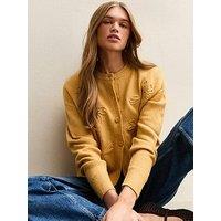 New Look 3D Floral Knitted Cardigan - Dark Yellow