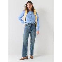 Vero Moda Tessa High Rise Wide Asymmetric Waist Denim Jeans - Blue