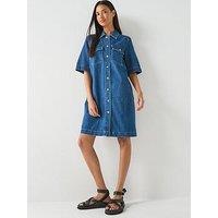 Only Belle Short Sleeve Denim Dress - Blue