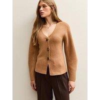 New Look V- Neck Heavyweight Knit Cardigan - Camel Brown