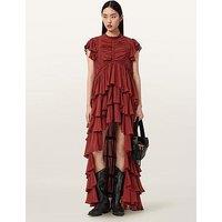 Allsaints Shaela Frilled Maxi Dress - Paprika Red