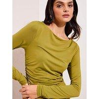 Friends Like These Ruched Side Long Sleeve Top - Green