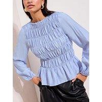 Friends Like These All Over Shirred Stripe Top - Blue