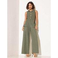 Friends Like These Button Peplum Waistcoat Jumpsuits - Green