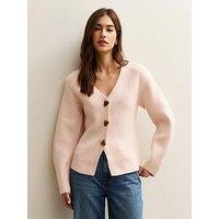 New Look V- Neck Heavyweight Knit Cardigan - Light Pink