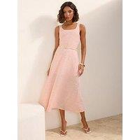 Friends Like These Boucle Belted Midi Dress - Pink