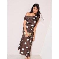 Friends Like These Hardware Manipulation Spot Dress - Brown