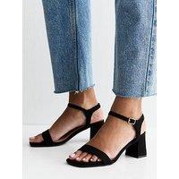 New Look Block Ankle Strap Sandals - Black