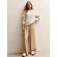 New Look Drawstring Waist Wide Leg Trousers - Light Brown