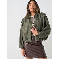 Jdy Nia Faux Suede Jacket - Green