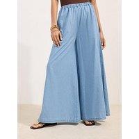 Friends Like These Lightweight Wide Leg High Waist Jeans - Blue