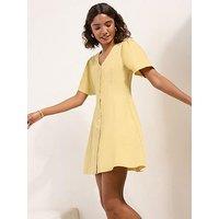 Friends Like These Angel Sleeve Tea Dress - Yellow