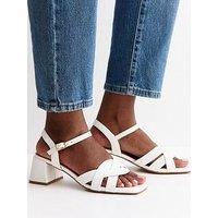 New Look Faux Leather Interwoven Low Block Heel Sandals - White