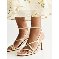 New Look Faux Leather Square Toe Stiletto Sandals - Yellow