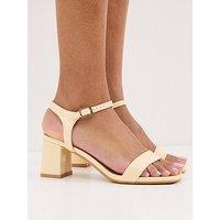 New Look Faux Leather Block Heel Sandals - Light Yellow