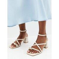 New Look Faux Leather Metal Toe Loop Block Heel Sandals - Off White