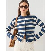 Vero Moda Striped Long Sleeve Cardigan - Blue