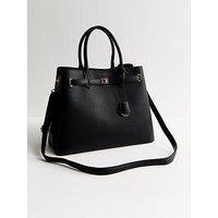 New Look Faux Leather Triple Compartment Tote Bag - Black