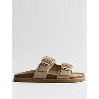 New Look Premium Real Leather Real Suede Buckled Strap Sandals - Off-White