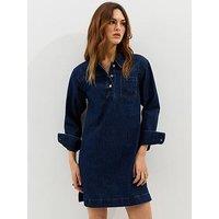New Look Denim Long Sleeve Mini Shirt Dress - Blue