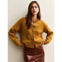 New Look Crew Neck Knitted Cardigan - Dark Yellow