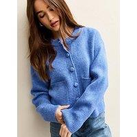 New Look Crew Neck Knitted Cardigan - Blue