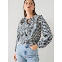 Vero Moda Silje Long Sleeve Tie Neck Top - Blue