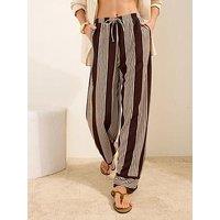 Friends Like These Choc Stripe Crinkle Trouser - Brown