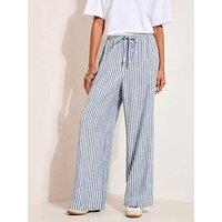 Friends Like These Linen Wide Leg Tie Trouser - Blue