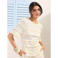 Friends Like These Crochet Short Sleeve Top - Cream