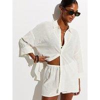 New Look Beach Cotton Slub Shirt - White