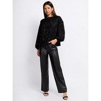 Little Mistress Pu Trousers - Black