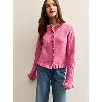 New Look Frilly Button Front Cardigan - Pink