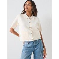 Jdy Jdyprime Life Knitted Cardigan With Collar - White